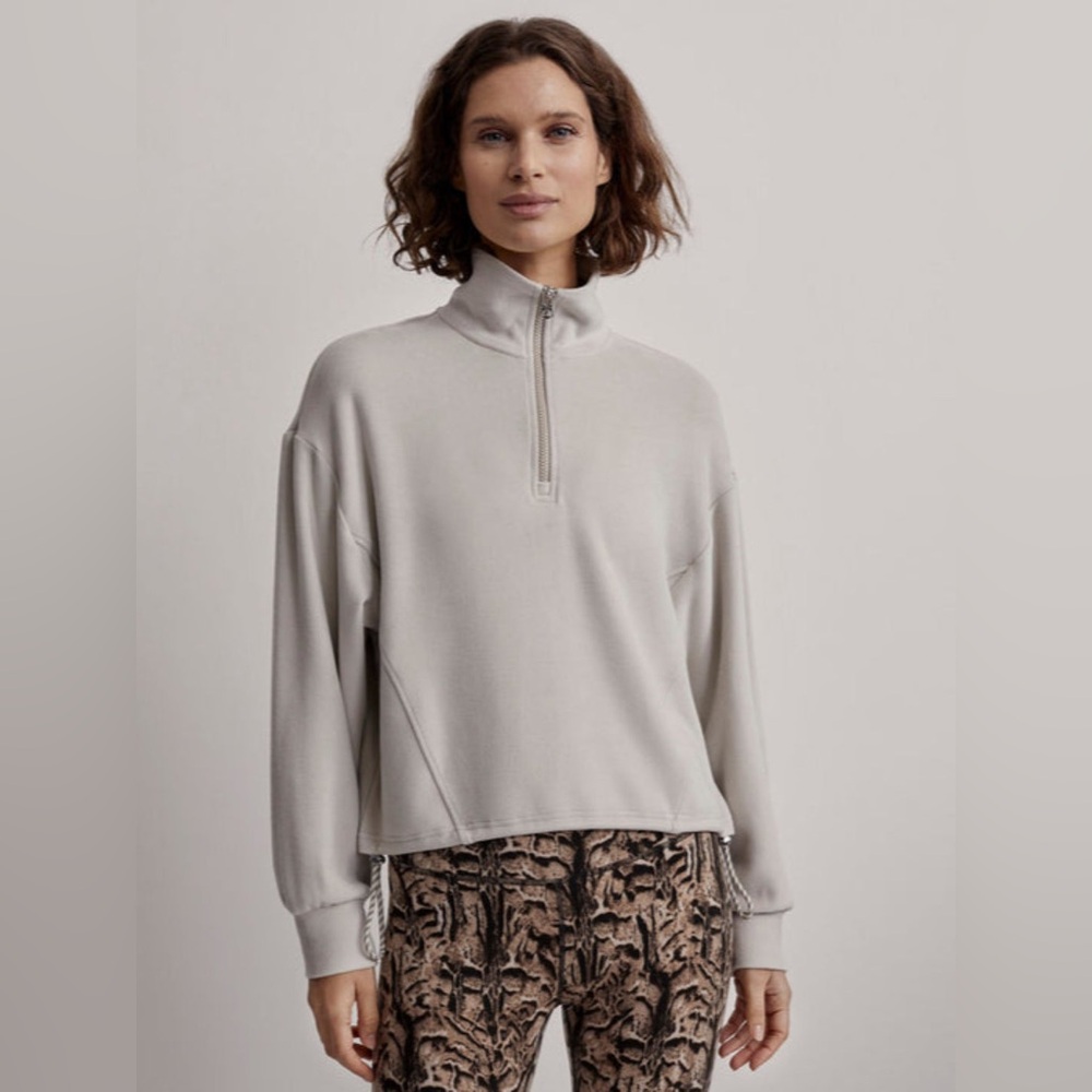 Varley Collett Half Zip in Silver Lining Off White, size XS